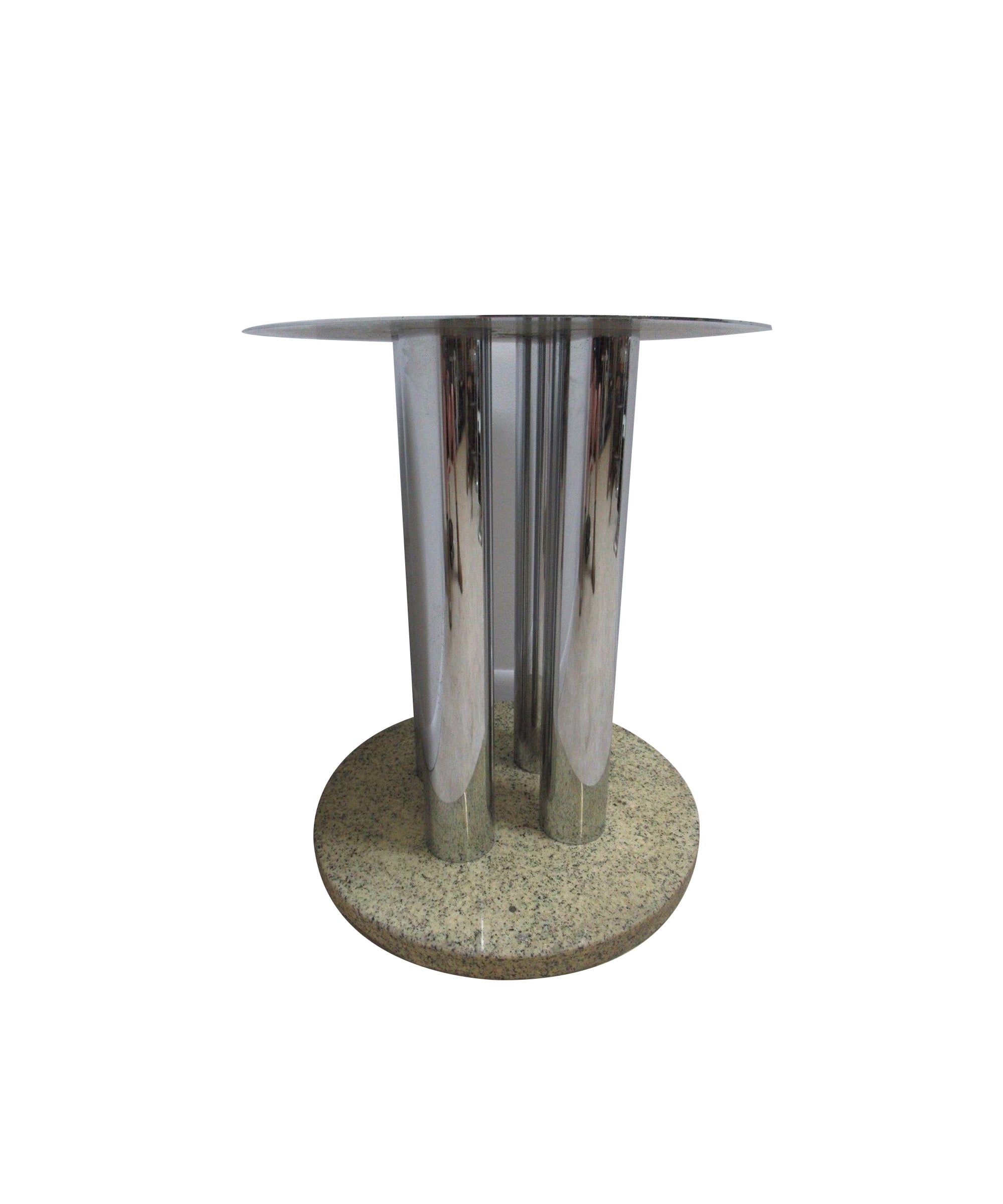 Vintage Chrome & Marble Round Pedestal Dining Table - Sample