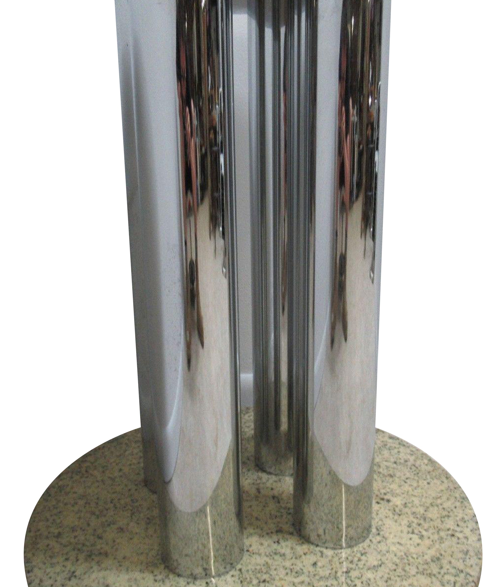 Vintage Chrome & Marble Round Pedestal Dining Table - Sample