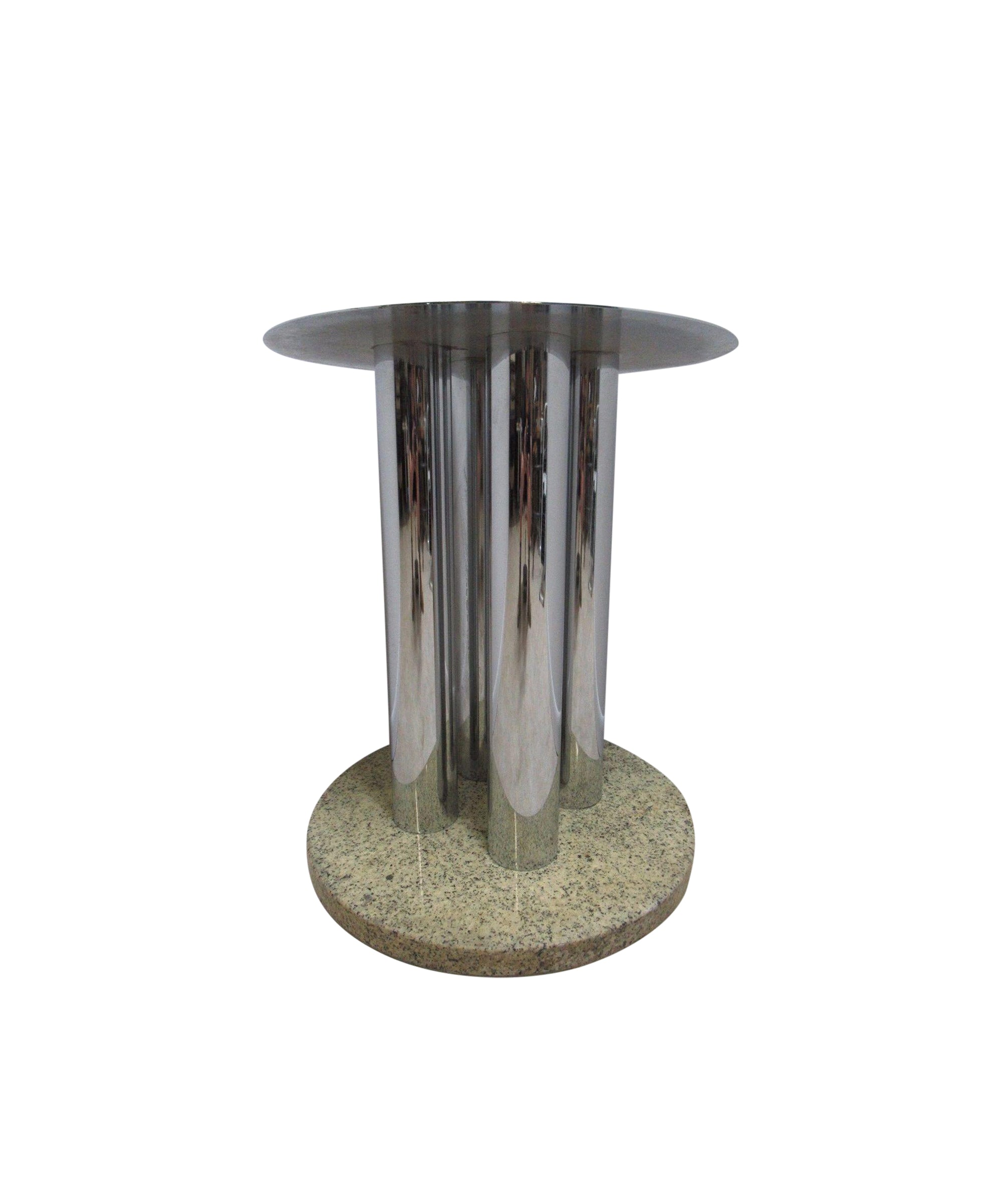 Vintage Chrome & Marble Round Pedestal Dining Table - Sample