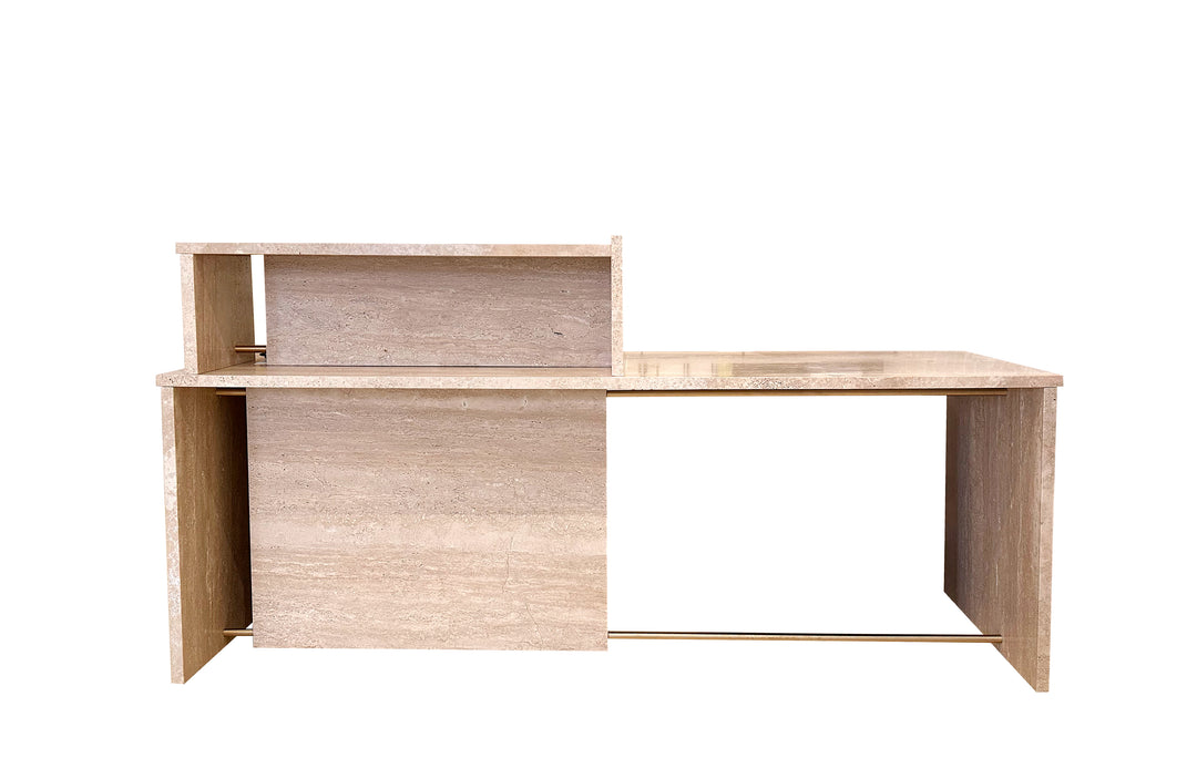 Segment Desk and Partition (Custom) - Travertine - Sample