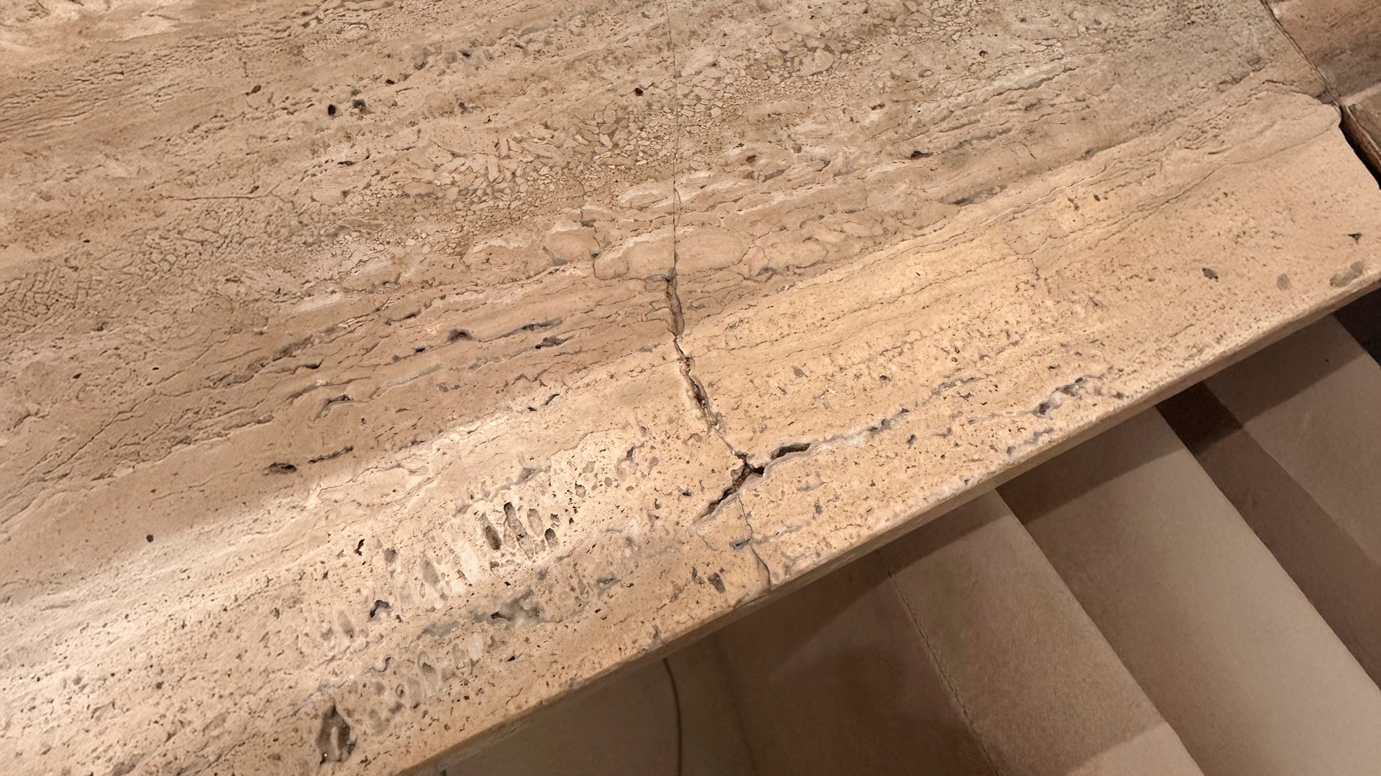 Segment Desk and Partition (Custom) - Travertine - Sample