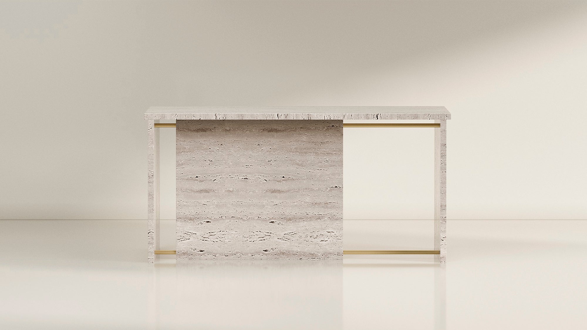Segment Desk and Partition (Custom) - Travertine - Sample