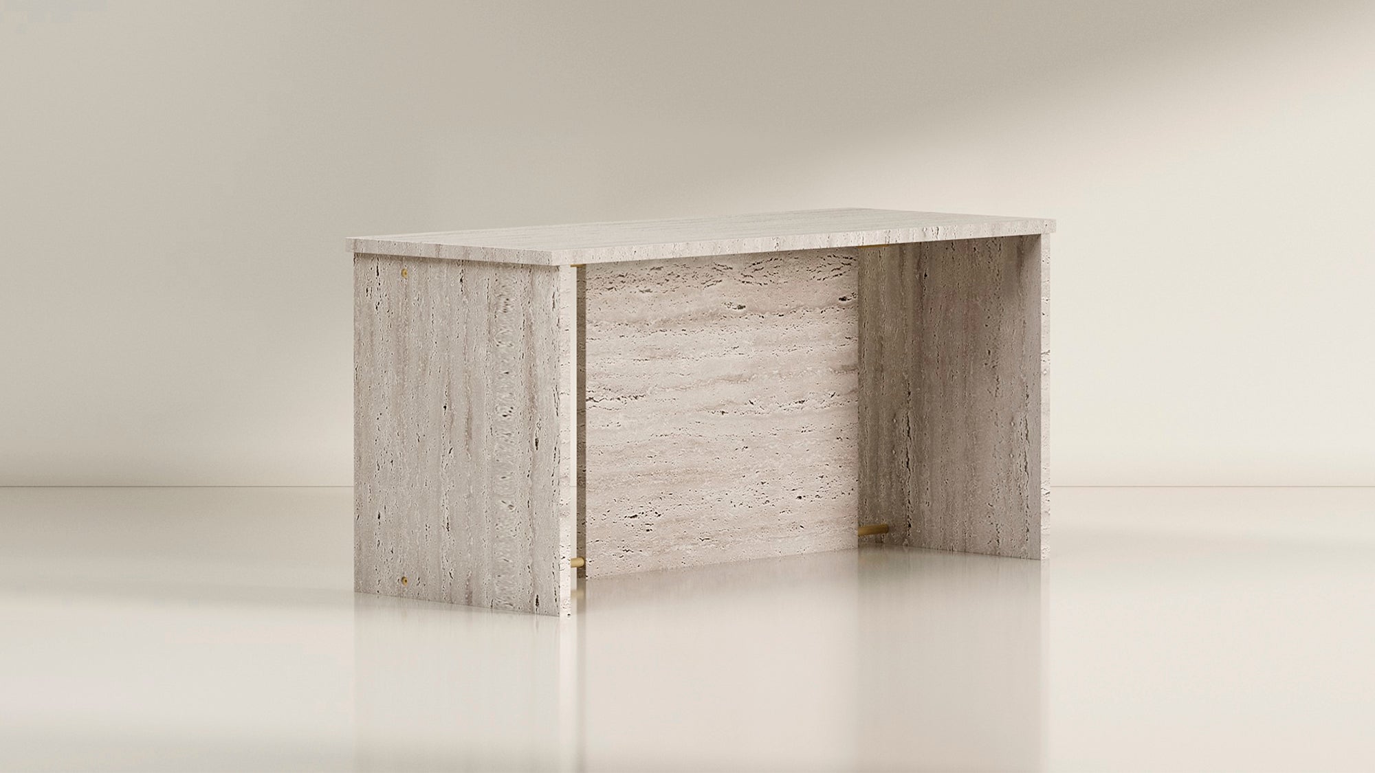 Segment Desk and Partition (Custom) - Travertine - Sample