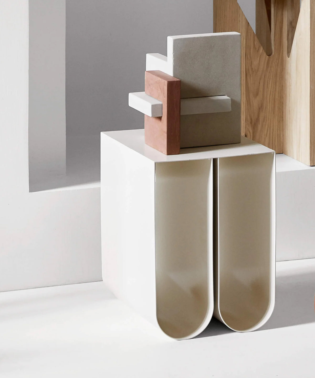 Curved Side Table - Beige - Sample