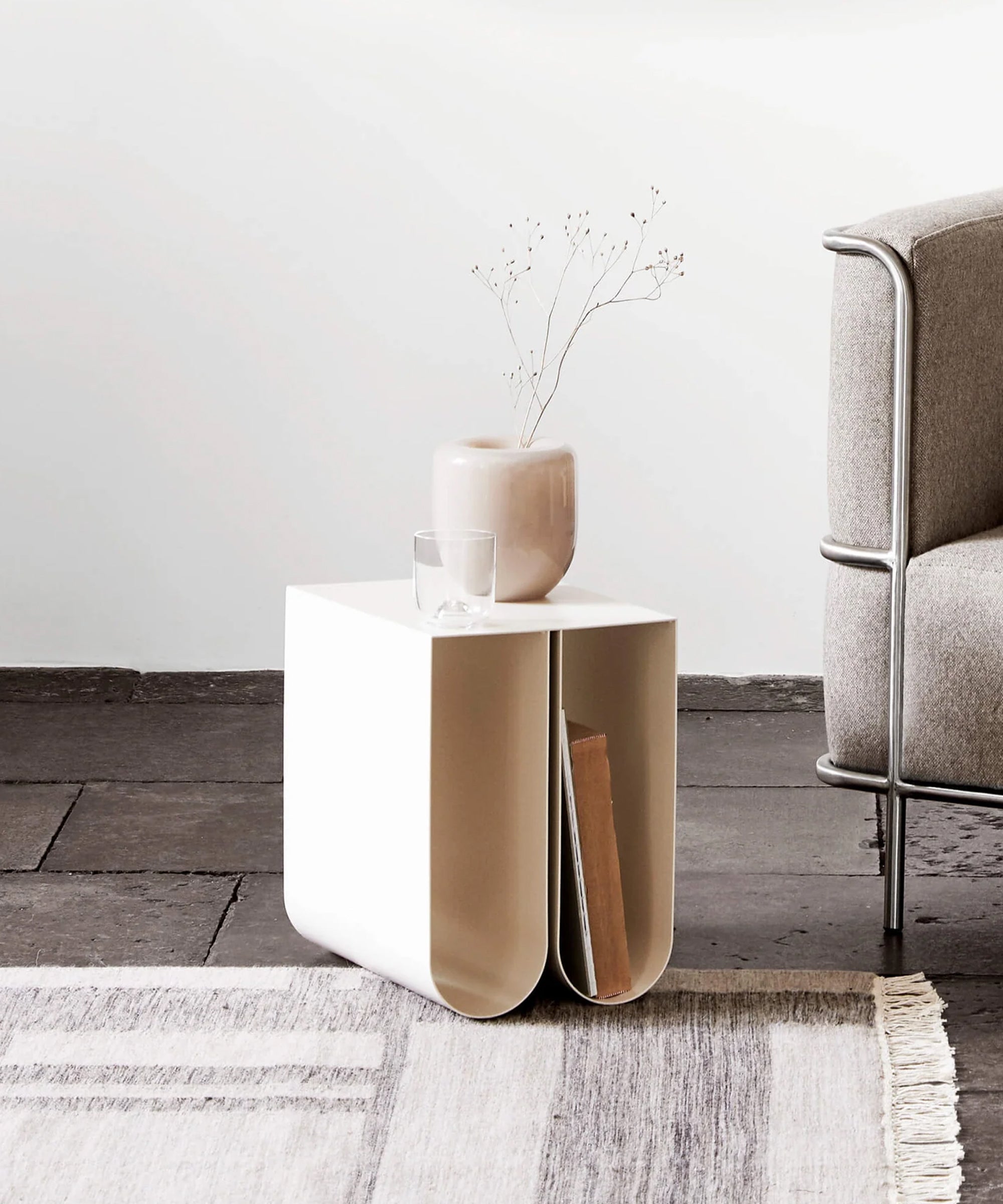 Curved Side Table - Beige - Sample