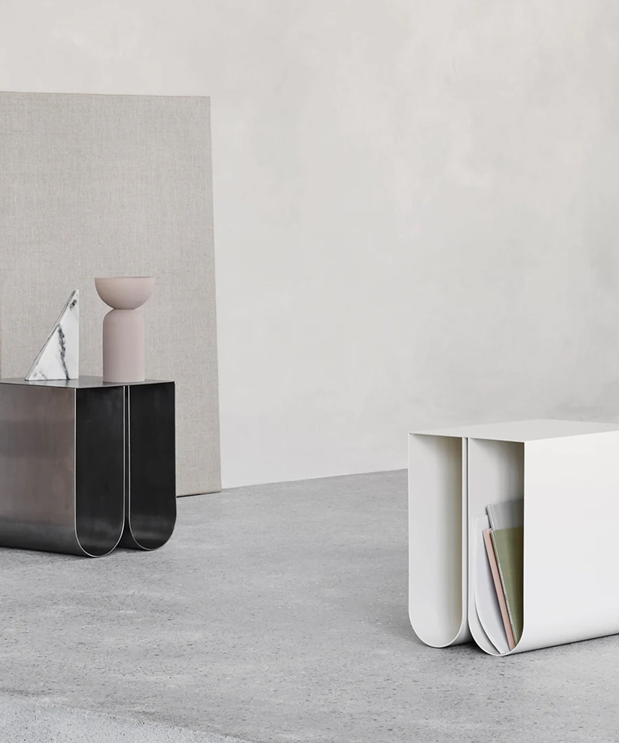 Curved Side Table - Beige - Sample