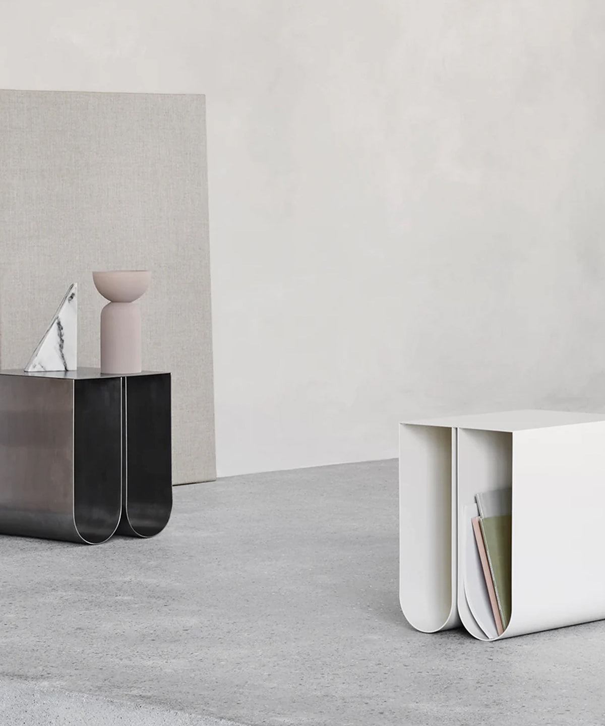 Curved Side Table - Beige - Sample