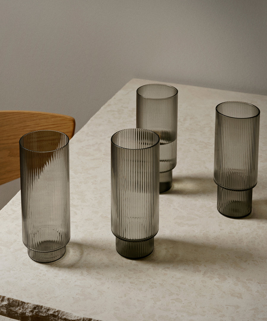 Ripple Long Drink Glasses, Set of 4