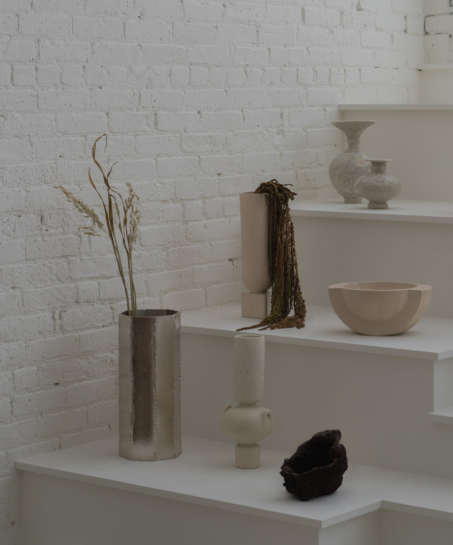 Steel Chrome Pleated Vase