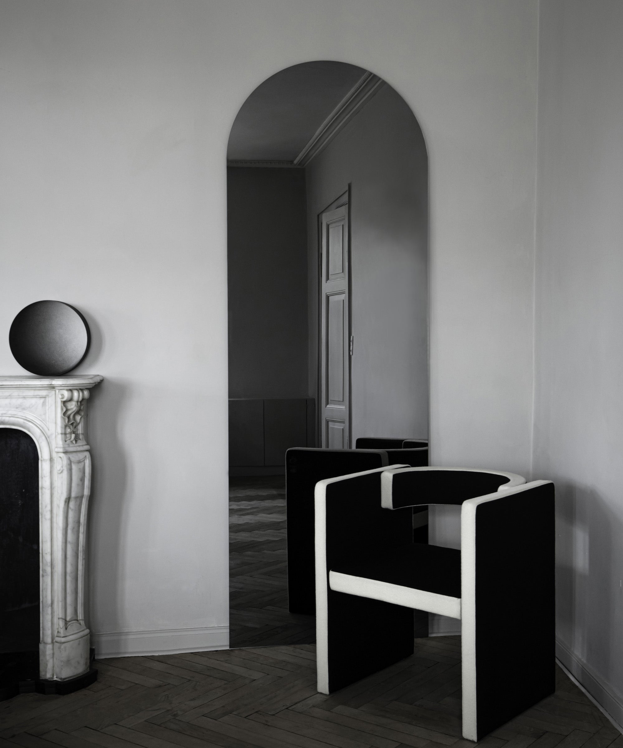 Arc Mirror - Grey Mist - Sample